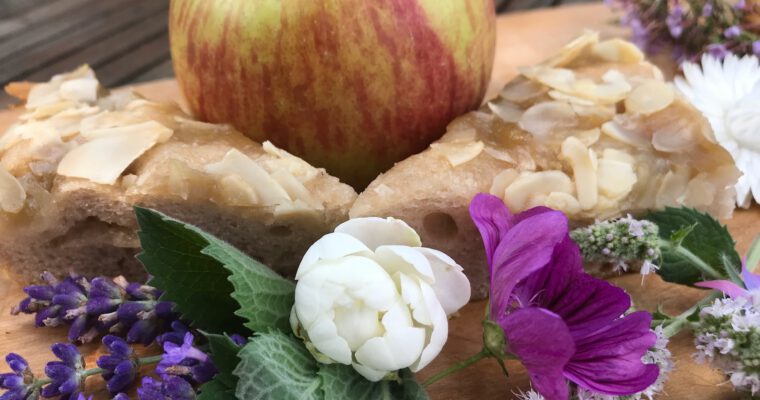 Apfel-Butter-Kuchen oder Focaccia con mele, burro e mandorle
